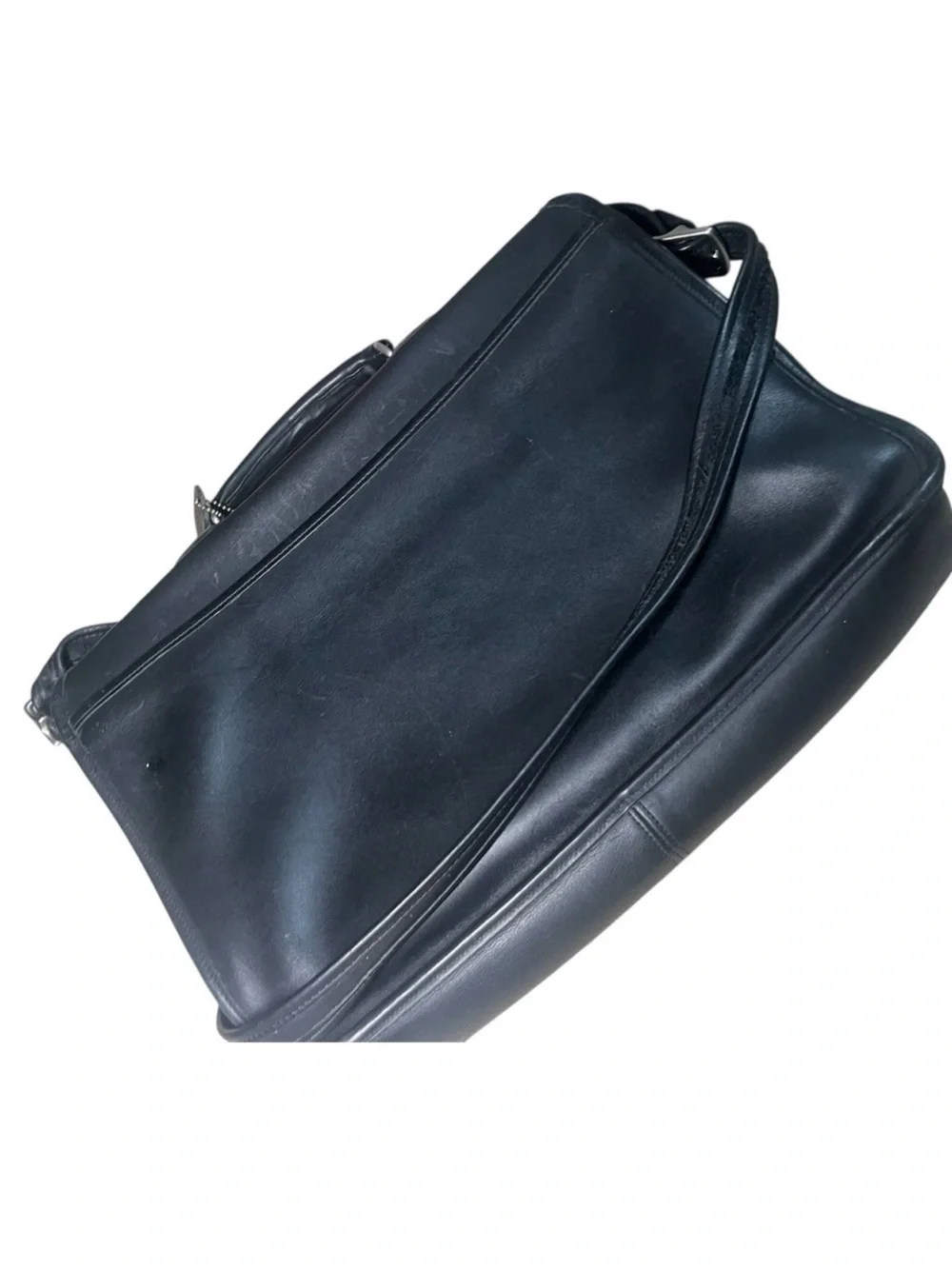 Coach Black Leather Briefcase with Top Handle and Strap